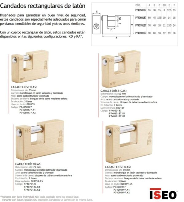 Candado Jumbo Rectangular 55Mm - Imagen 2